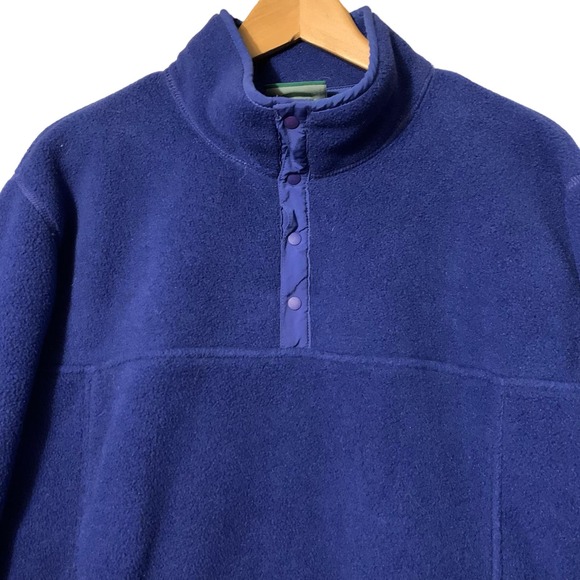 LL Bean blue fleece snap pullover polartec men’s small - Picture 2 of 6